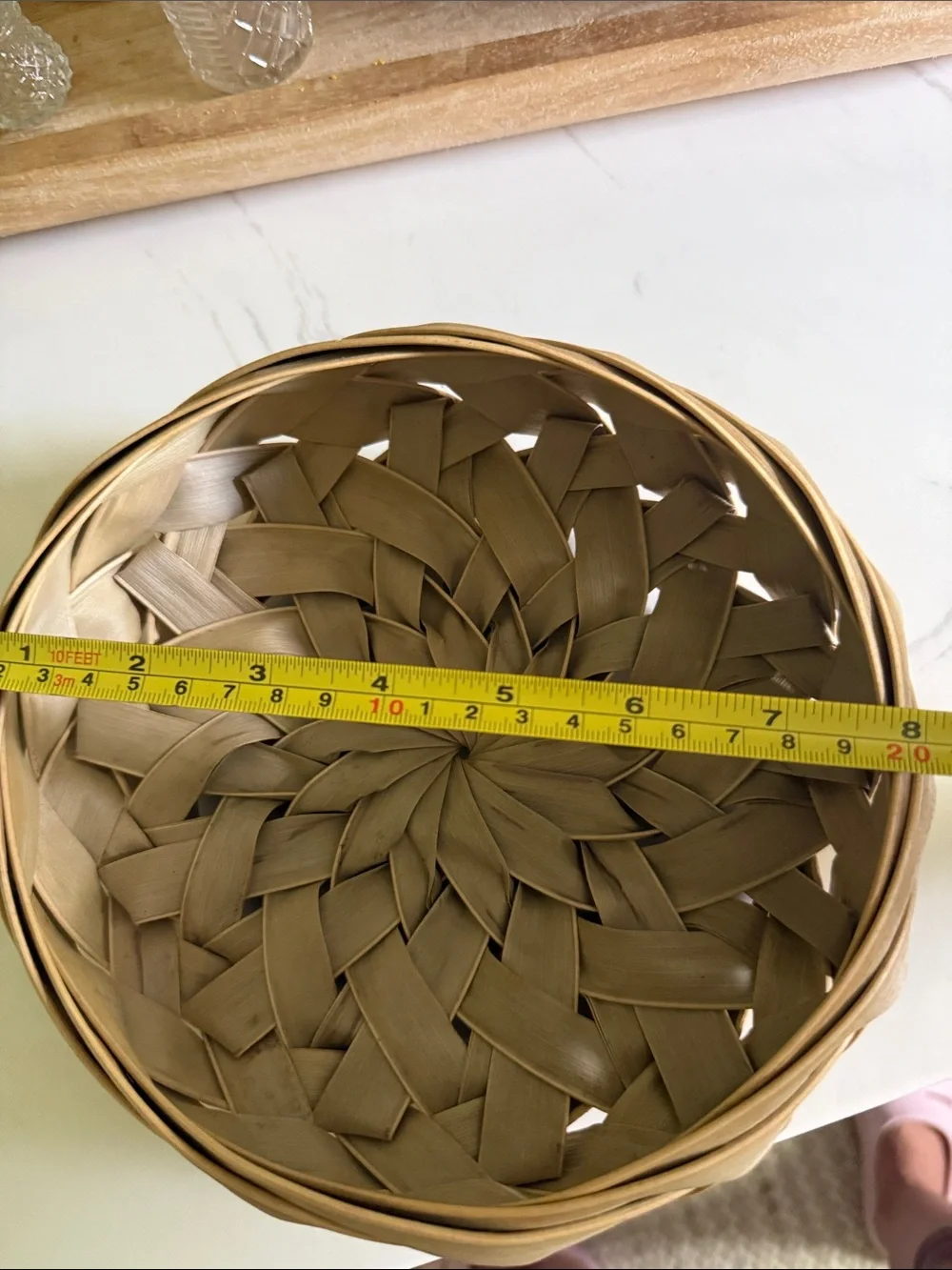 Handwoven Natural Palm Leaf Basket Bowl Rustic Farmhouse Coastal